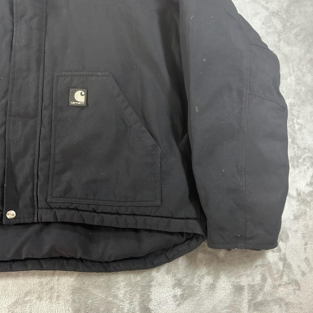 Carhartt Jacket Mens Large Black Canvas Full Zip Insulated Workwear Parka J174 - Picture 4 of 16